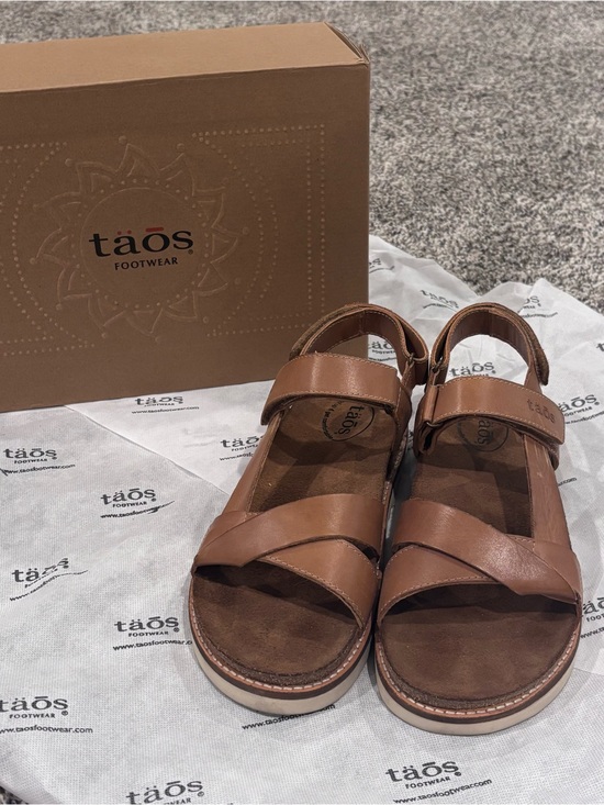 Taos Footwear Shoes - Taos Sideways Sandal Brown Leather Strappy Sandals